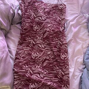 Meshki Red Ruched Bodycon Dress Spaghetti Strap